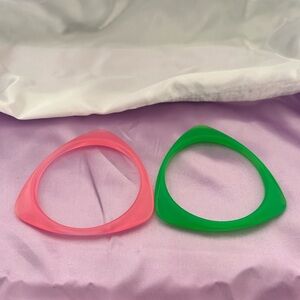 Pink and Green Wicked Inspired Triangle Bangles